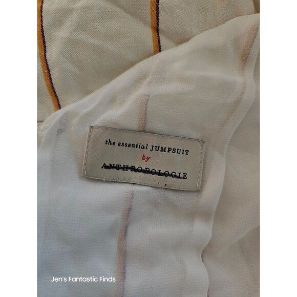 Anthropologie The Essential Jumpsuit Linen Blend Yarn-Dyed Stripe S/M MSRP: $148 - Picture 2 of 9